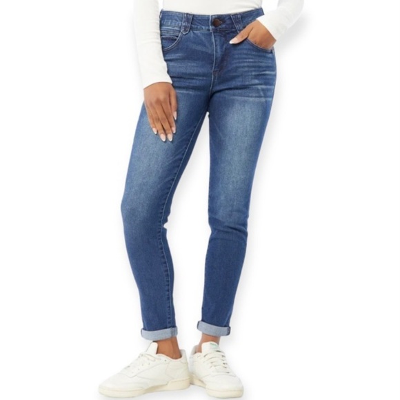 Democracy 6 Skinny Jeans Rolled Up Cuffed Womens Mid Rise Stretch Ab Technology - Picture 1 of 13